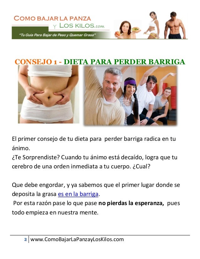 Dieta Para Bajar La Panza