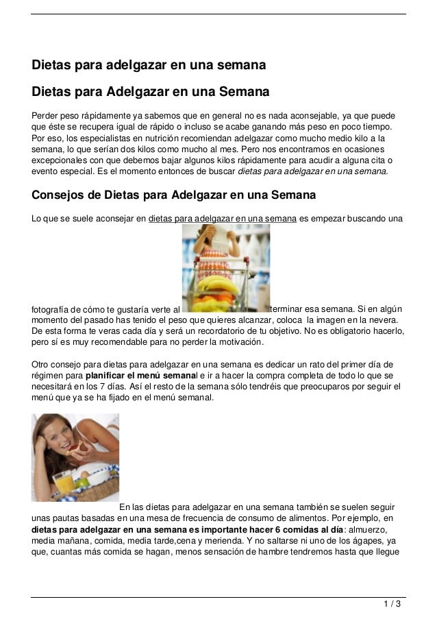 Dieta Para Adelgazar Mucho En Una Semana