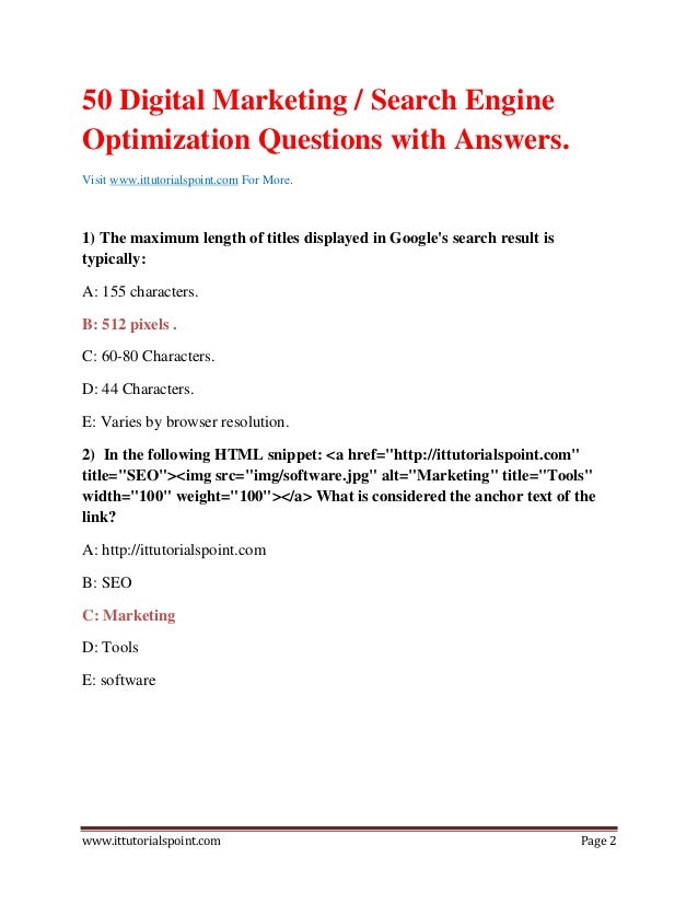 Digital marketing interview questions with answers by
