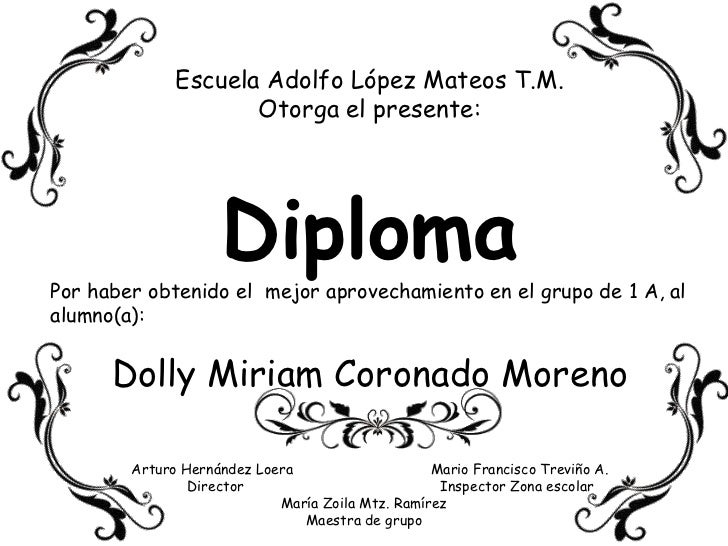 formato de diplomas para llenar
