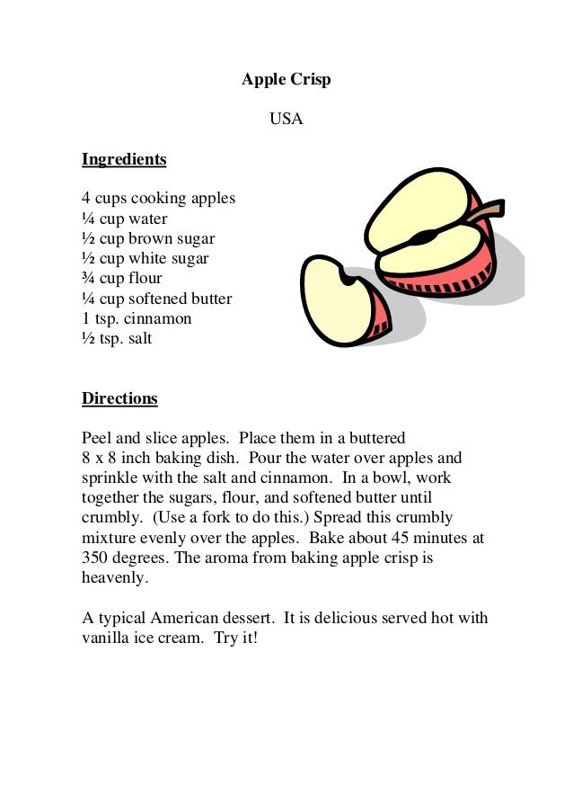 Directions for writing a recipe