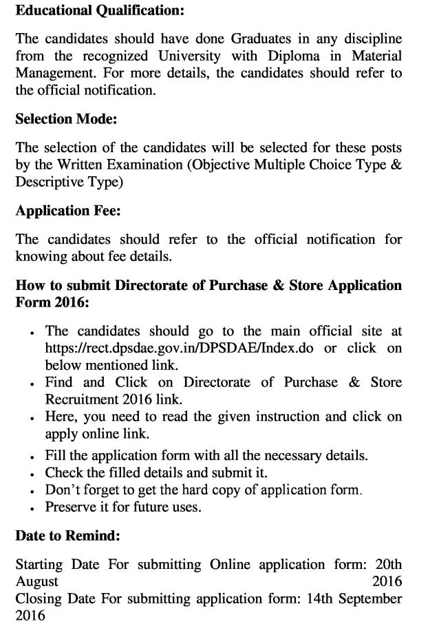 Directorate of purchase & store govt job recruitment 2016 latest 84 jpa & js vacancy exam result