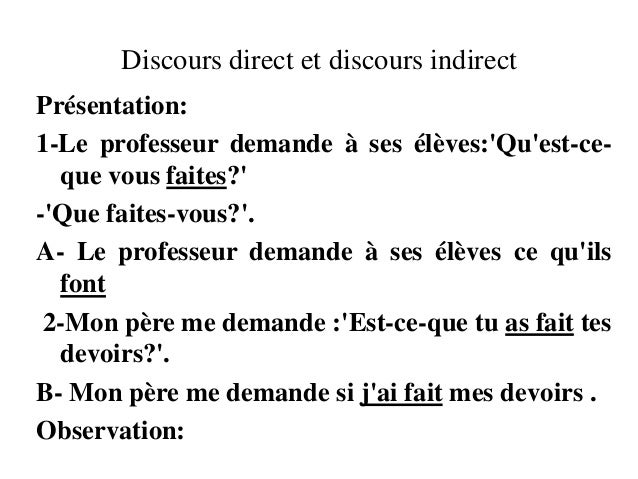Discours direct et indirect