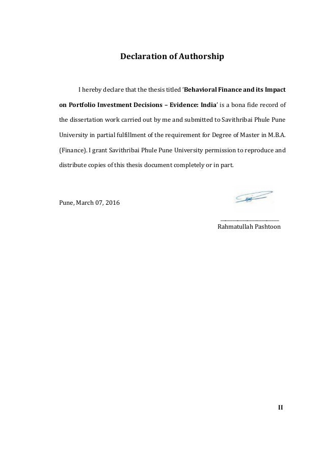 Declaration of authorship master thesis image