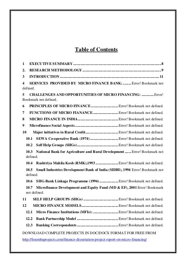 List of thesis topics on finance