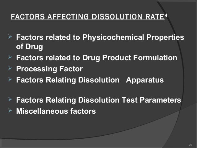 factors that affect rate of dissolving Dissolution and solubility published on 08/02/2015 by admin this chapter discusses the principles underlying the formation of solutions from solute and solvent and the factors that affect the rate and extent of the dissolution process factors affecting the rate of dissolution. factors that affect rate of dissolving Dissolution and solubility published on 08/02/2015 by admin this chapter discusses the principles underlying the formation of solutions from solute and solvent and the factors that affect the rate and extent of the dissolution process factors affecting the rate of dissolution.