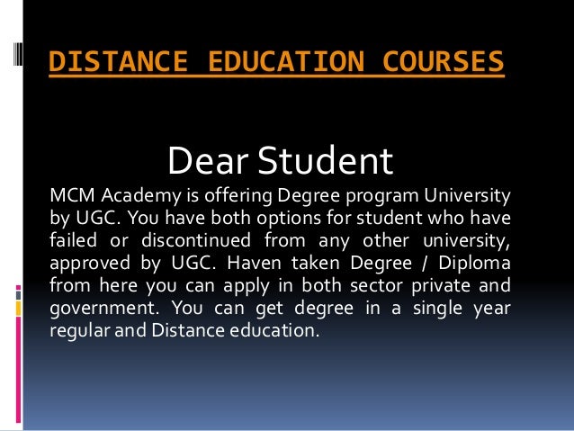 Master Degree Distance Programs