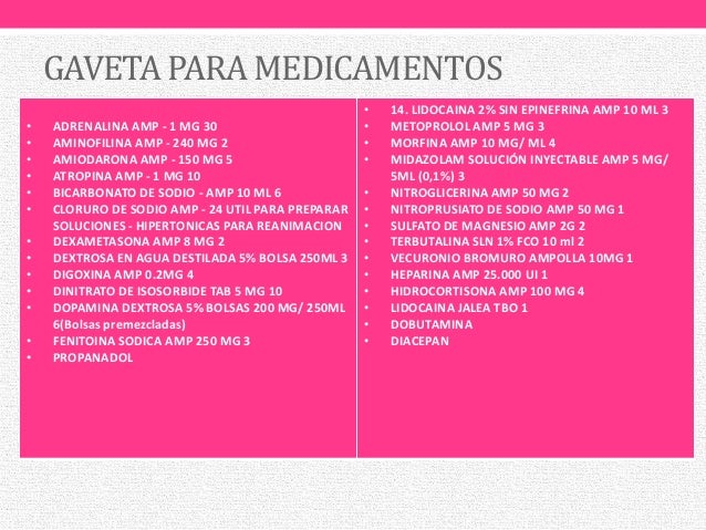 DISTRIBUCIÓN DE MEDICAMENTOS CARRO DE PARO
