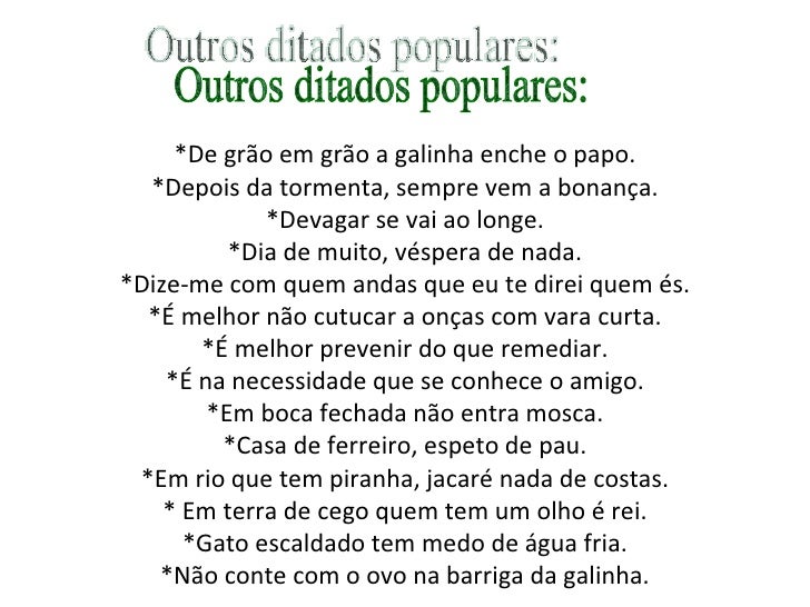 Ditados populares Ditados populares
