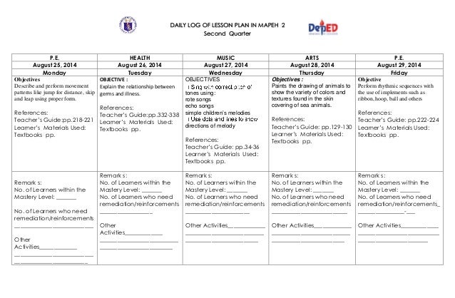lesson plan in mapeh lesson plan in mapeh