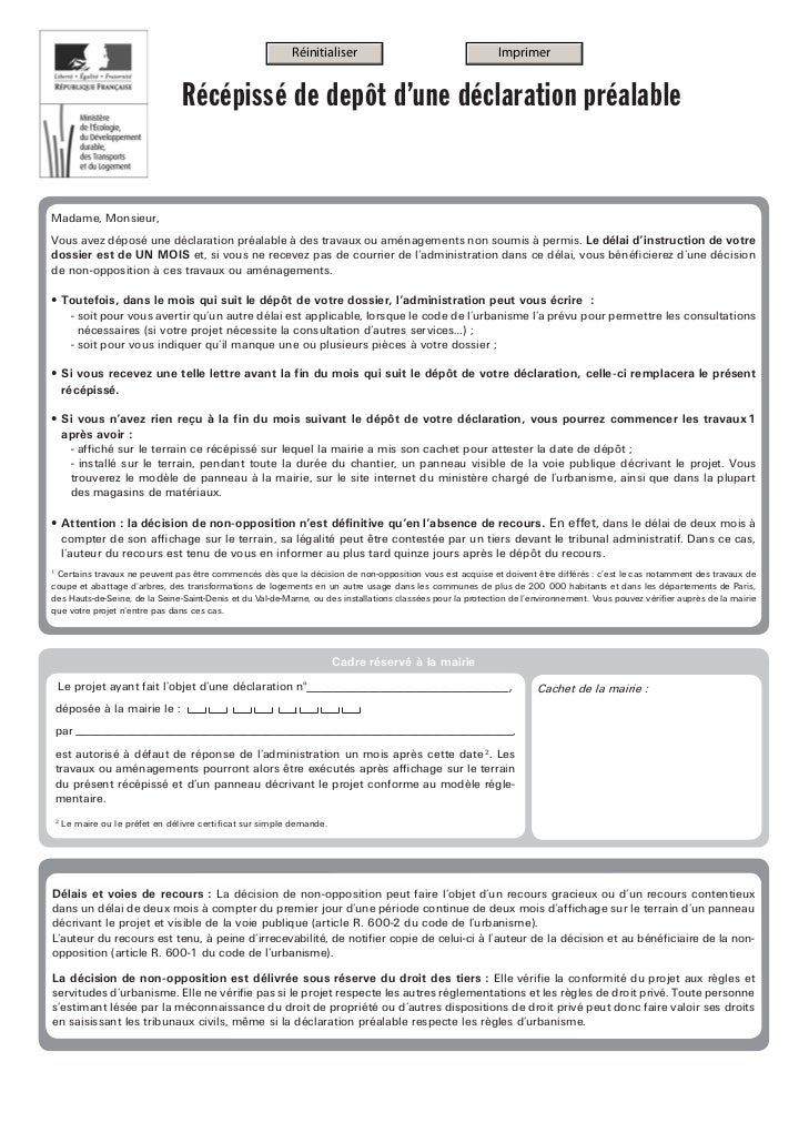 Doc 1 récépissé de depôt d’une déclaration préalable