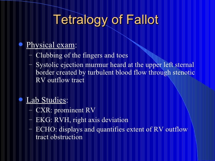 Tetralogy of fallot labs