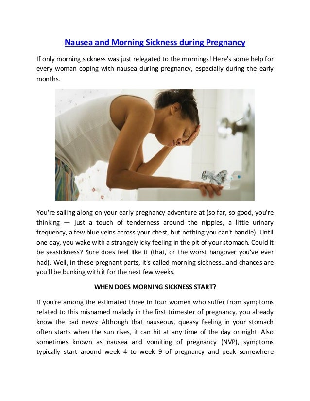 Nausea and Morning Sickness during Pregnancy