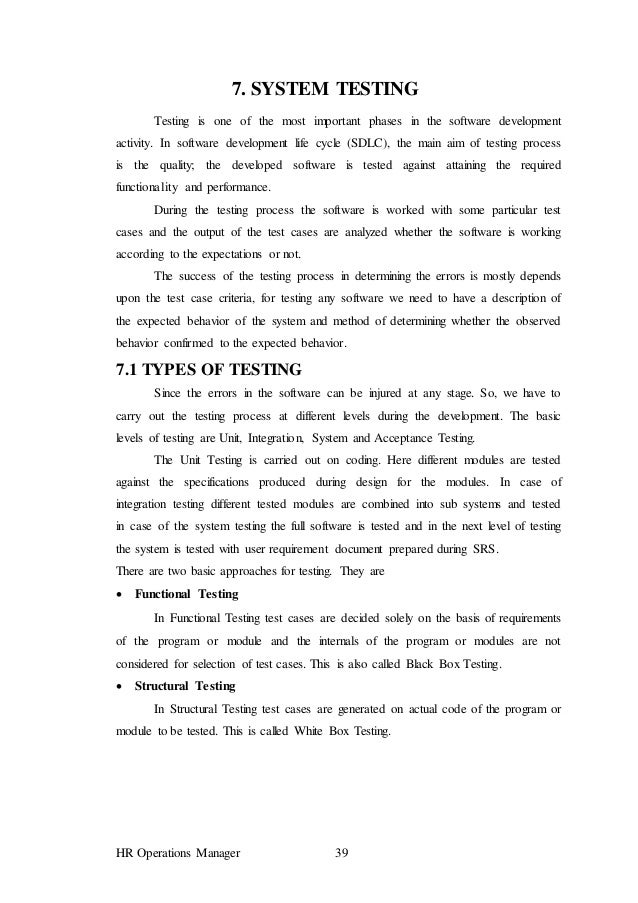 Operation and testing procedures thesis