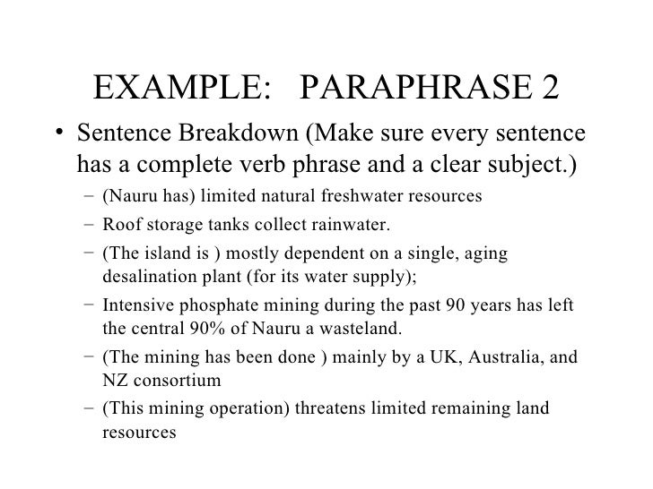 paraphrased paragraph