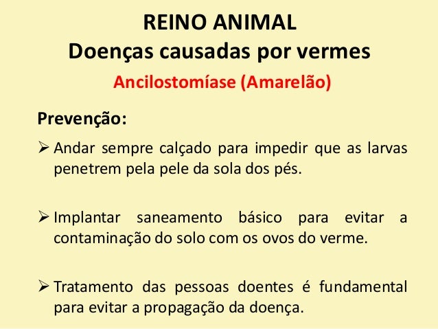 De que vermes na criança
