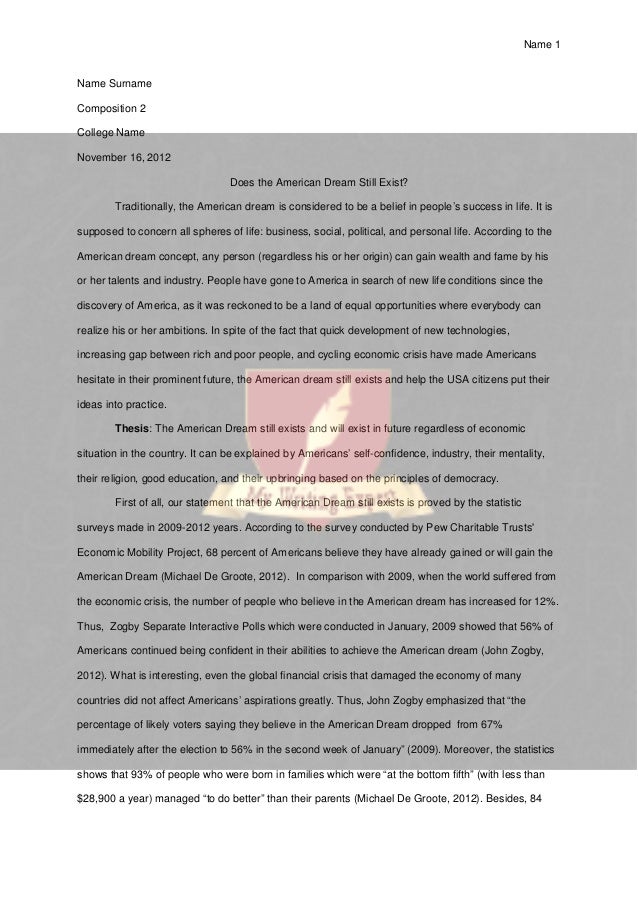 Does the american dream still exist today essay
