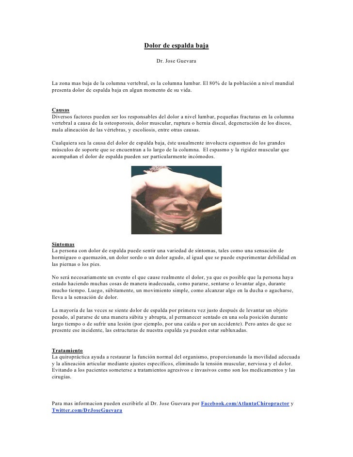 DOLOR DE ESPALDA BAJA dolor de espalda baja: