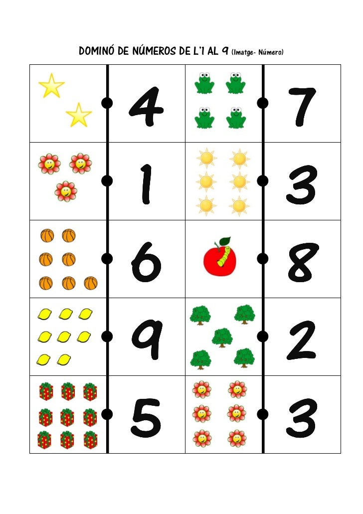 علا+غانم+اغراء DOMINÓ DE NÚMEROS DE L’1 AL 9 (Imatge- Número) 4 7 1 ...