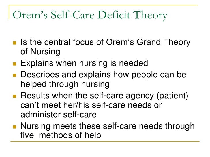 dorothea orems nursing theory essay Bestselling books: nursing concepts of practice, self- care theory in nursing: selected papers of dorothea orem dorothea orem: self-care deficit theory. dorothea orems nursing theory essay Bestselling books: nursing concepts of practice, self- care theory in nursing: selected papers of dorothea orem dorothea orem: self-care deficit theory.