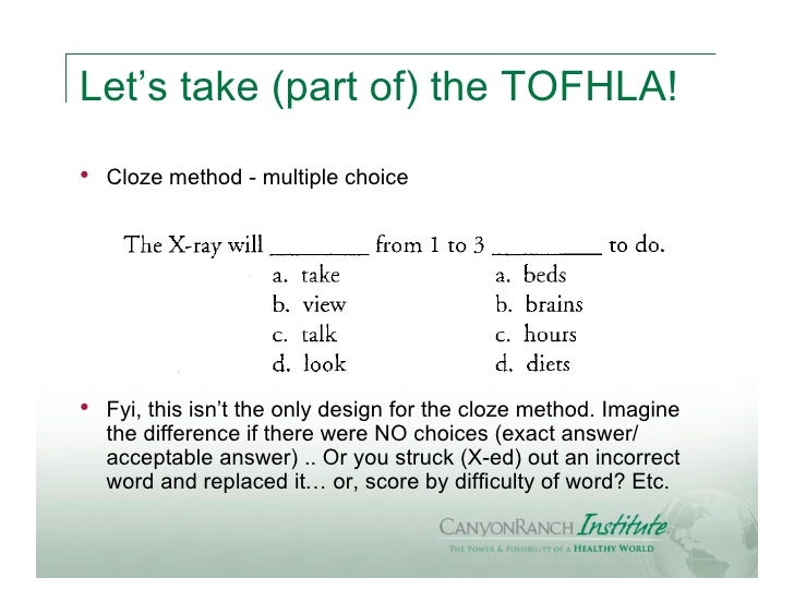Tofhla Test In Health Care Numeracy And Answer Key Printable Printable