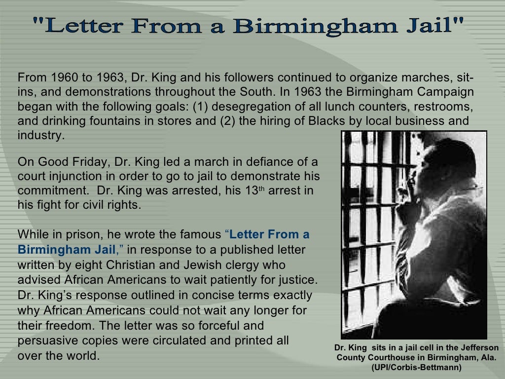 Dr King Letter To Birmingham Jail Analysis