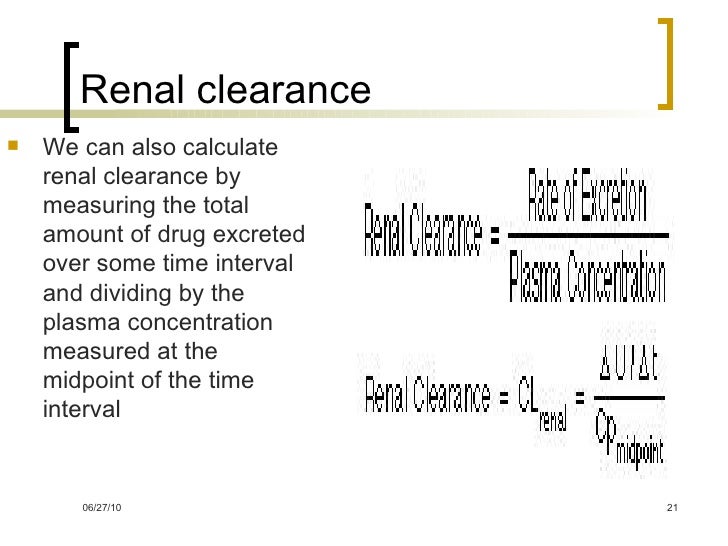 Drug excretion lecture 10