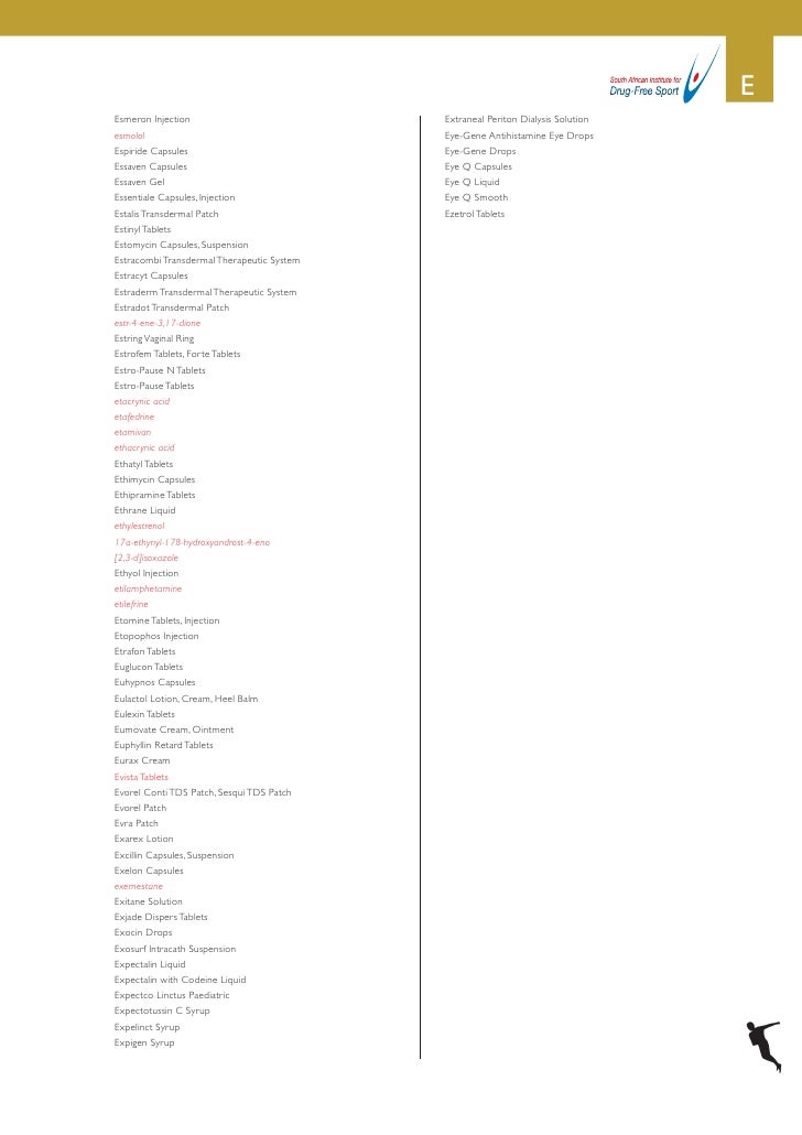 Drugs in sports list 2009 Drugs in sports list 2009