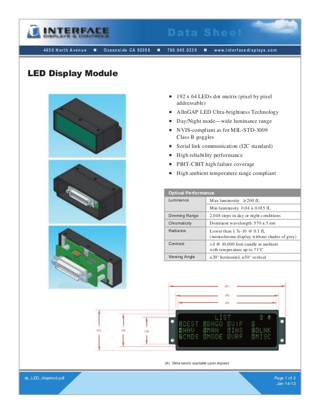 LED Display Modules Data Sheet (Interface Displays)