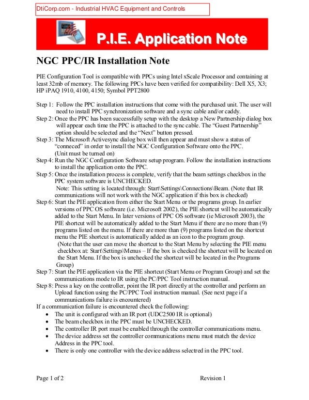 PPP...III...EEE... AAAppppppllliiicccaaatttiiiooonnn NNNooottteee
NGC PPC/IR Installation Note
PIE Configuration Tool is c...