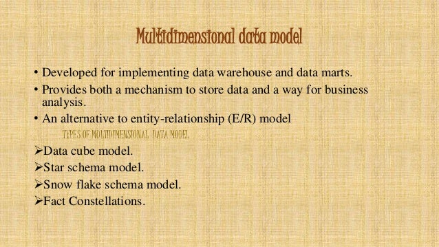 multidimensional data model in data warehouse pdf
