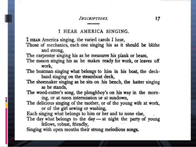 whitman emily As you've seen, long sentences and long lines tend to comprise whitman's poems the use of anaphora is also visually and aurally characteristic of his poetry. whitman emily As you've seen, long sentences and long lines tend to comprise whitman's poems the use of anaphora is also visually and aurally characteristic of his poetry.