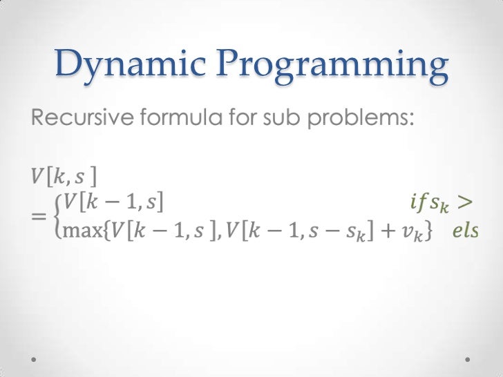 knapsack dynamic programming knapsack dynamic programming