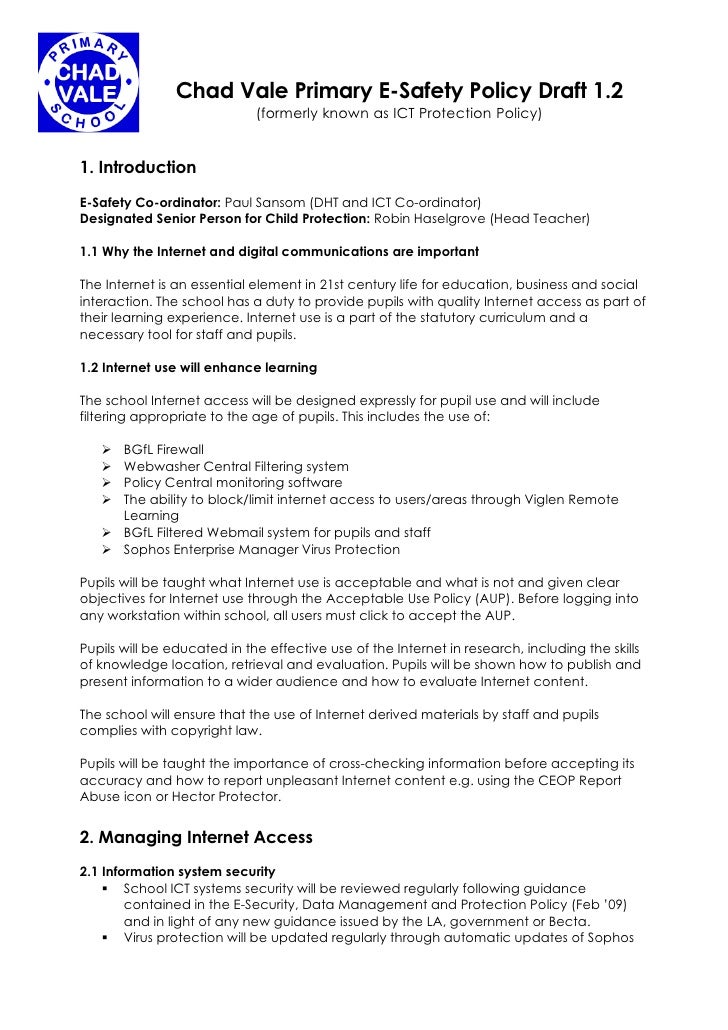 E Safety Policy Mar 09 Draft 1.2