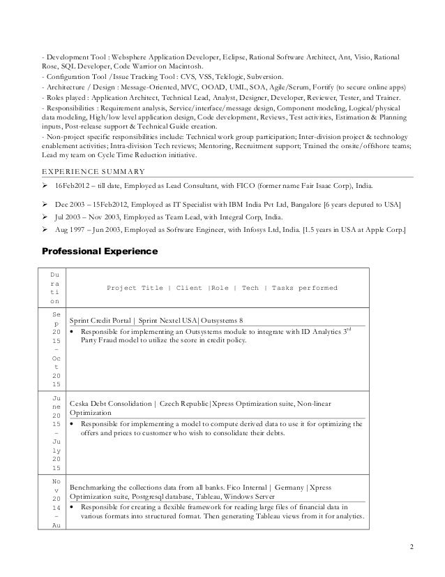 Jsf developer resume