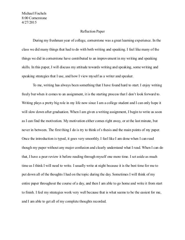 Reflective essay about high school examples