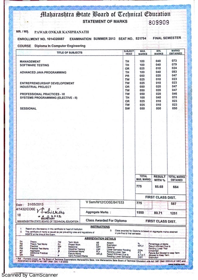 Diploma Marksheet diploma-marksheet