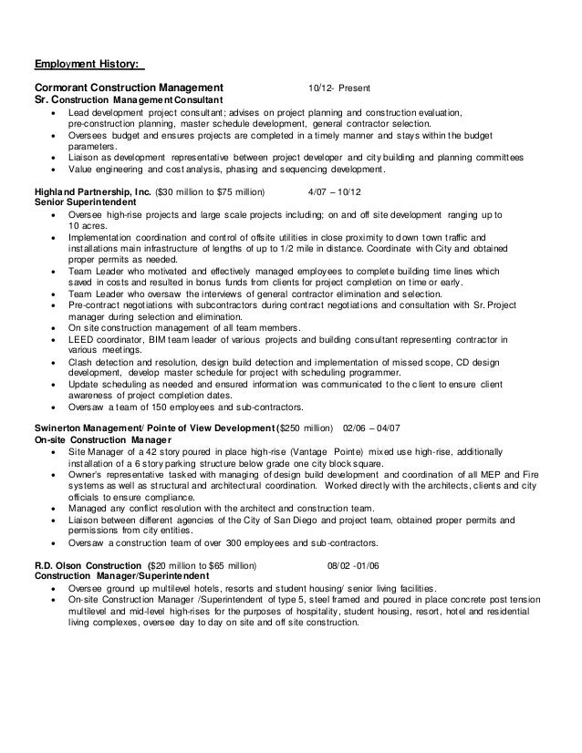 general contractor resume