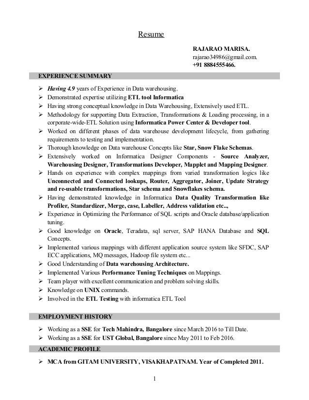 informatica resume sample