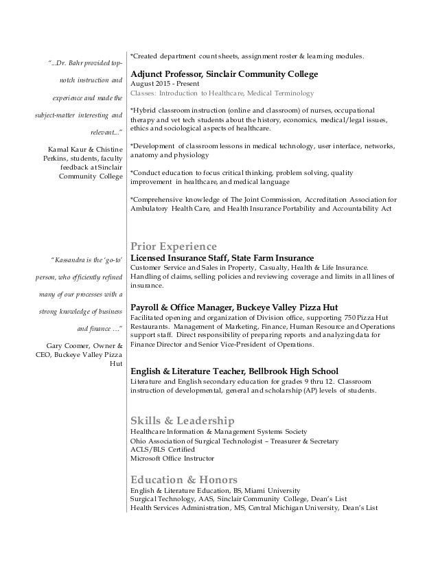 community college resumes
