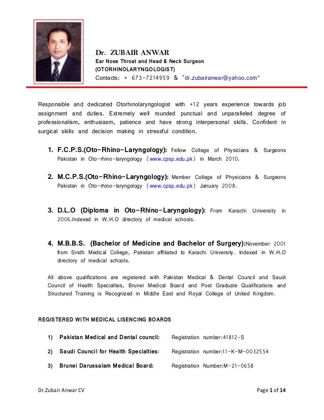 cv example doctor uk