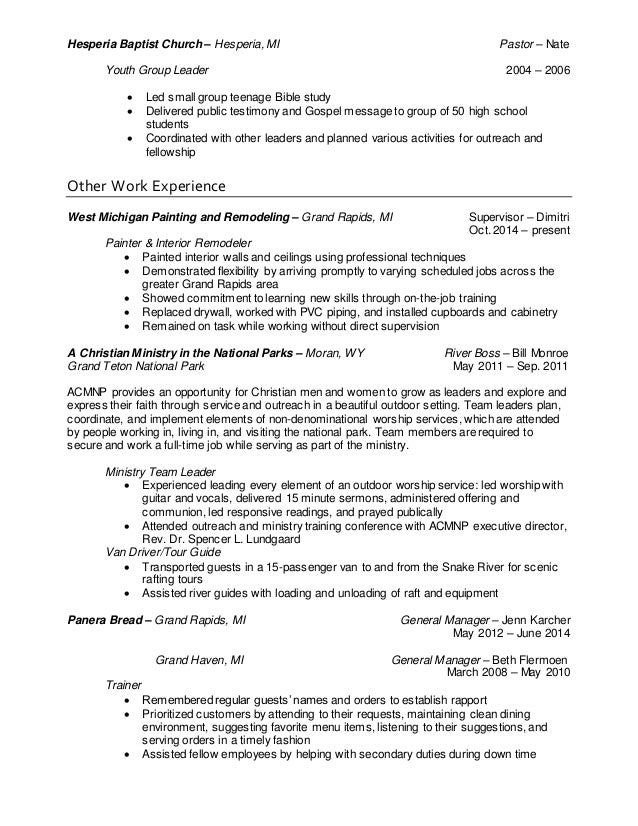 worship leader resume
