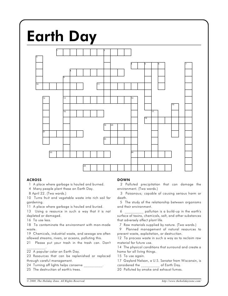 Earth day crossword