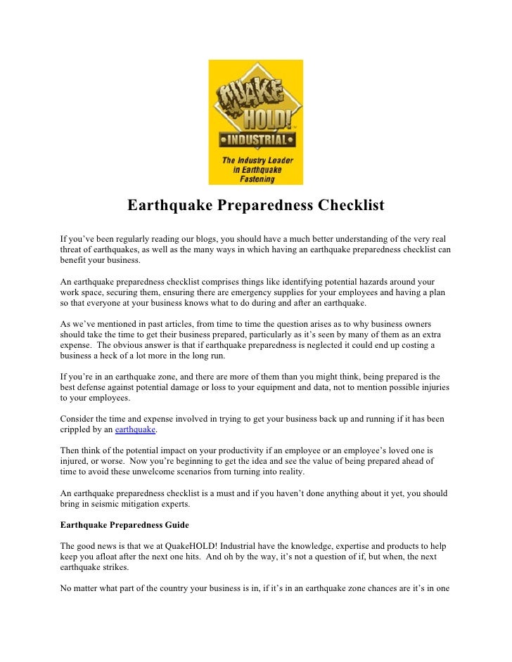earthquake preparedness press release essay Press release for immediate release september 1, 2016 the goal of scag’s earthquake preparedness initiative is to protect the southern california economy. earthquake preparedness press release essay Press release for immediate release september 1, 2016 the goal of scag’s earthquake preparedness initiative is to protect the southern california economy.