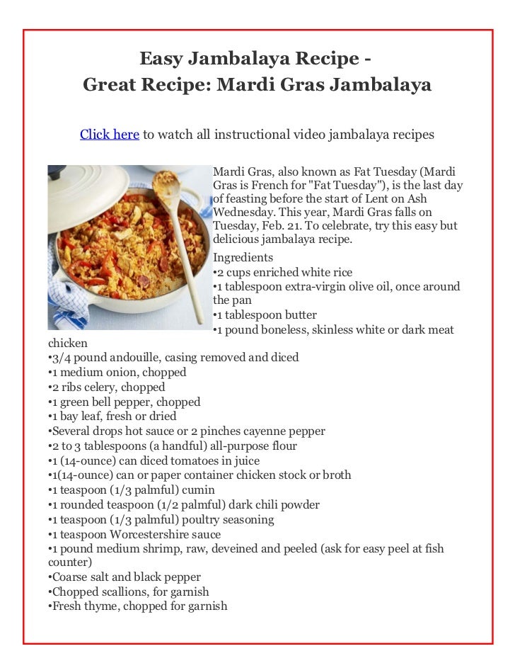 Easy jambalaya recipe great recipe mardi gras jambalaya