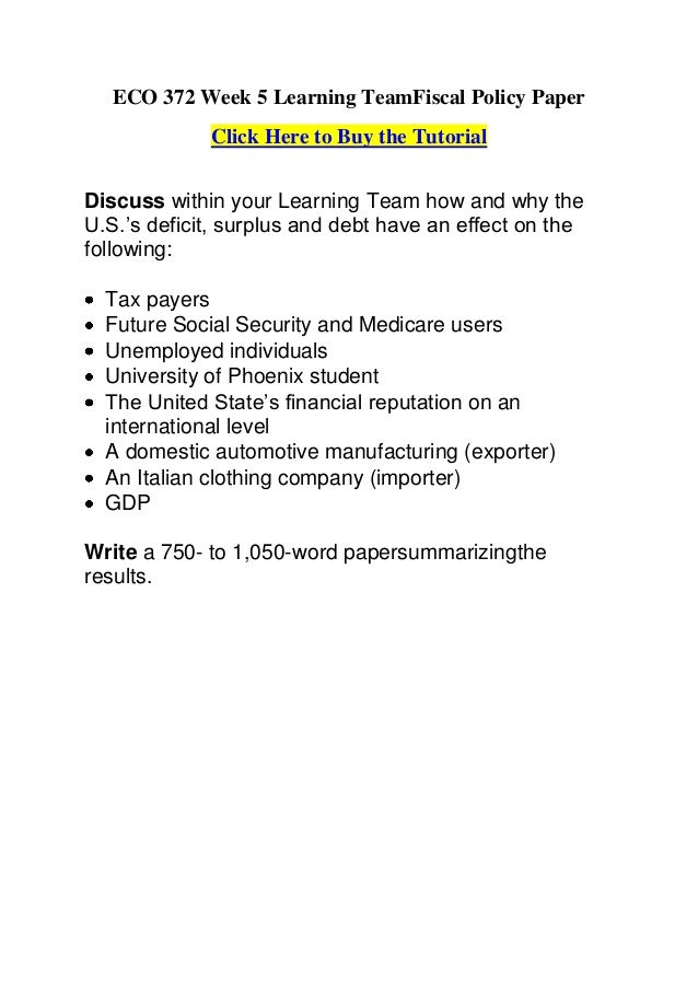 eco 372 fiscal policy paper eco 372 fiscal policy paper