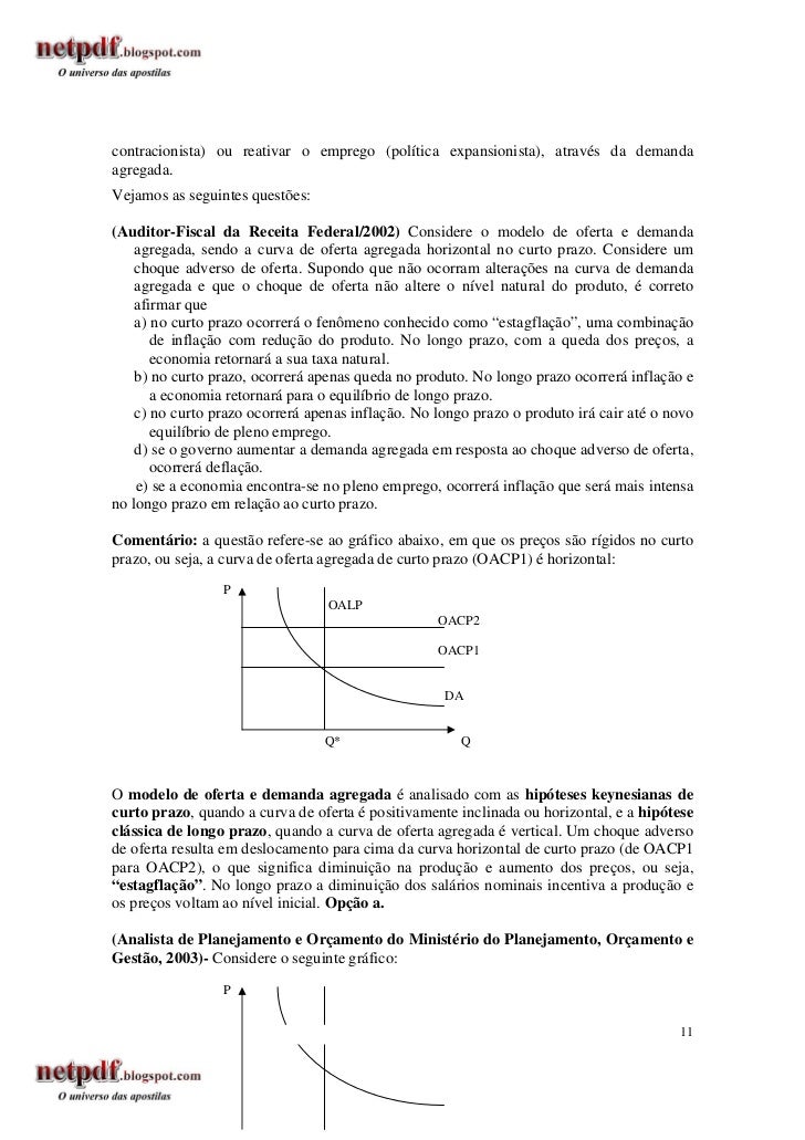 Economia em exercícios o modelo de oferta agregada e demanda agrega…