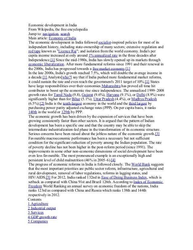 Essay Economic Development India