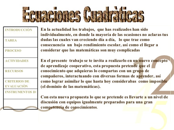 ecuaciones cuadraticas