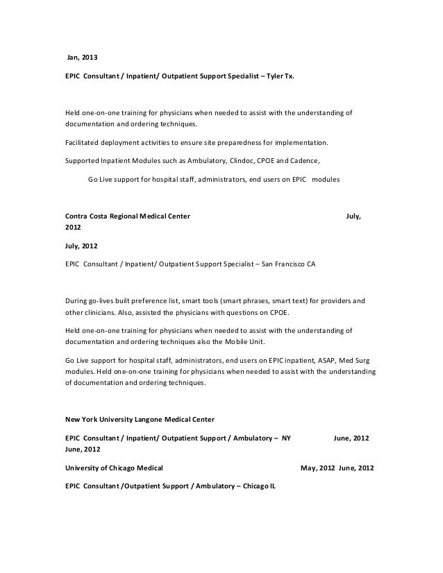 epic implementation consultant resume by glenn s resume 2015